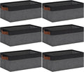 GhvyenntteS Small Fabric Storage Bins with Handles 6 Pack, 11.8" x 7.87" x 5.11" Storage Baskets for Shelves, Baskets for Organizing Clothes Underwear Socks Hats DVDs (Grey/Black)-Ruum Studio Home