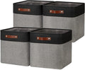DULLEMELO Storage Bins for Organizing,Closet Storage Baskets for Gift Empty,Large Linen Canvas Storage Bins with Handles for Home Office Toys Shelves(Black&Grey, 13 inch Cube)-Ruum Studio Home