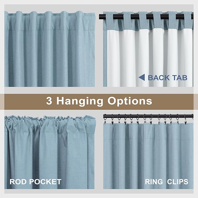 Extra Long Blackout Light Blue Curtains for Living Room 108 Inch Length Insulating Sound Proof Wide Drape for Window Treatments Curtain for Patio Sliding Glass Doors Doorway Hallway 2 Panel Stone Blue-Ruum Studio Home