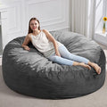 Hobestluk 6FT Bean Bag Chair Bean Bag Chairs for Adults Giant Bean Chairs with Velvet Cover, Memory Foam BeanBag Chair Fluffy BeanBag Chairs for Living Room, Bedroom- Grey (70" x 70" x 15")-Ruum Studio Home