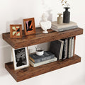 Floating Shelves - 2 Large Wall Mounted Shelves with Invisible Brackets, Long Wood Floating Wall Shelf for Living Room, Bedroom, Kitchen, (Brown, 24" W x 9" D x 1.5" H)-Ruum Studio Home