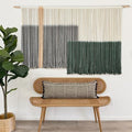Macrame Wall Hanging Green Large Dip Dye Fiber Wall Art Bohemian Yarn Tapestry Wall Décor 57''W*35''L-Ruum Studio Home