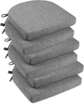 downluxe Indoor Chair Cushions for Dining Chairs, Soft and Comfortable Textured Foam Kitchen Chair Pads with Ties and Non-Slip Backing, 16" x 16" x 2", Dark Grey, 6 Pack-Ruum Studio Home