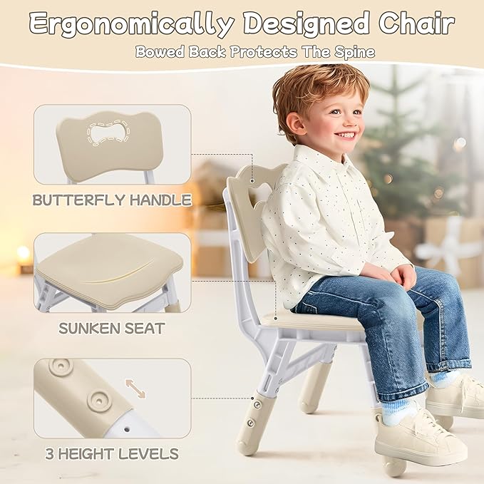 Toddler Table and Chair Set, Height Adjustable-Upgrade Kids Table and 2 Chairs for Ages 3-8, Multi-Activity Toddler Play Table with Graffiti Desktop for Home/Daycare/Classroom-Ruum Studio Home