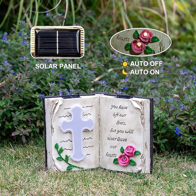 Outdoor Solar Bible Cross Garden Stakes Lights, Waterproof Memorial Grave Decorations Gifts for Cemetery Outdoors Lawn Yard Home Patio Decor-Ruum Studio Home