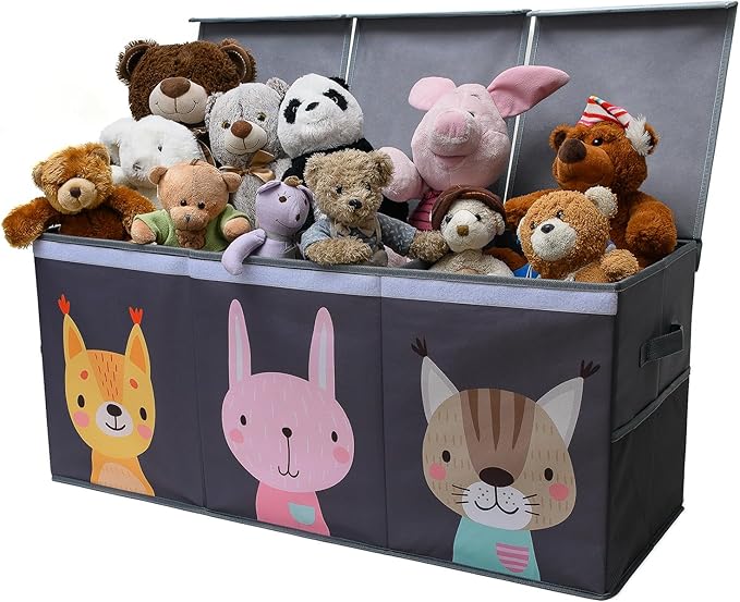 Extra Large Toy Storage Organizer with Lid - Sturdy, Collapsible Toy Chest Storage Box with Cute Design - Toys Bin with Dividers for Kids, Boys, Girls, Nursery, Bedroom, Play room 37"x16"x14"-Ruum Studio Home