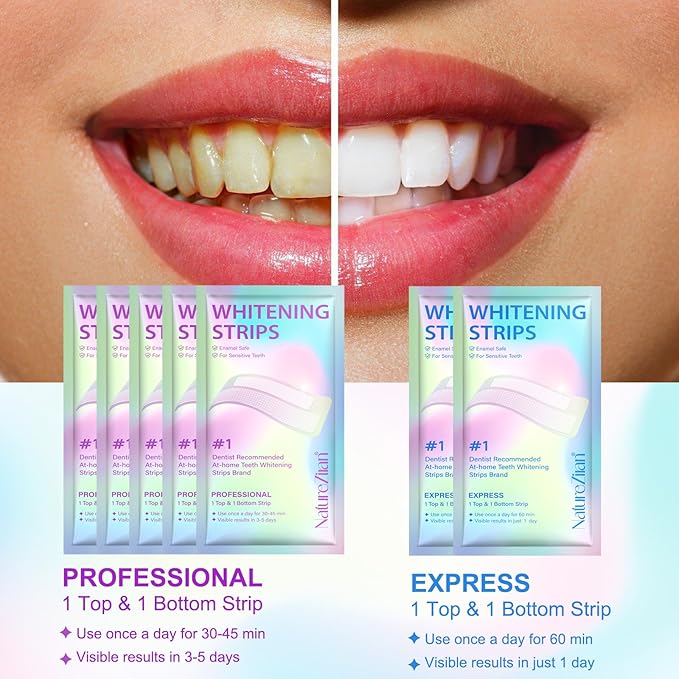 Teeth Whitening Strips,7-Day whitening Strips,Peroxide Free,Sensitive Teeth Whitener,Enamel Safe for Whiter Teeth,Deep Stains Removal,nstant Teeth Whitening Without The Harm (28pcs)-Ruum Studio Home