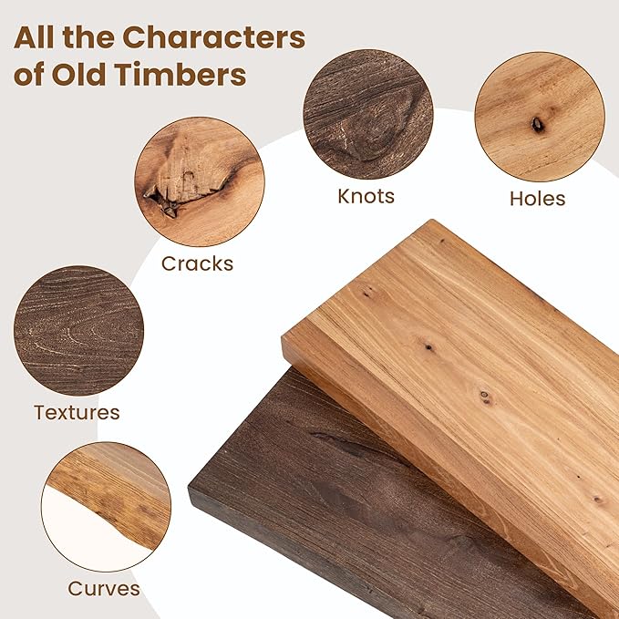 Floating Shelves for Wall Decor, Rustic Solid Elm Wood Live Edge Floating Shelves Wall Mounted, Wall Shelves with Invisible Bracket for Living Room Bathroom Bedroom Kitchen, 32 Inch Set of 2, Natural-Ruum Studio Home