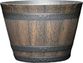 Classic Home & Garden Whiskey Barrel Planters - Wood Finish Flower Planter Pot - Decorative Garden Pots - Indoor & Outdoor Resin Planters - Weather-Resistant Planting Pots (9" Walnut Brown, Pack of 1)-Ruum Studio Home