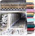 Del Mex Classic Mexican Blanket, Large Authentic Woven Falsa Throw (70"x50"), Artisan Southwest Décor for Beach, Yoga, Outdoors (Gray)-Ruum Studio Home
