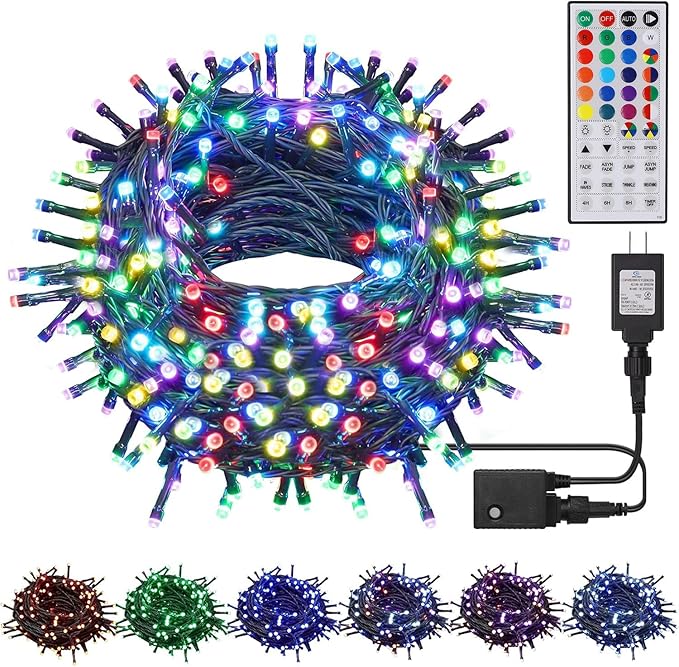 HOME LIGHTING 66ft Christmas Decorative Mini Lights, 200 LED RGB Changing 8 Functional Green Wire Fairy Halloween Lights with Remote Timer, Plug in Indoor Outdoor Xmas Wedding Party Decor-Ruum Studio Home