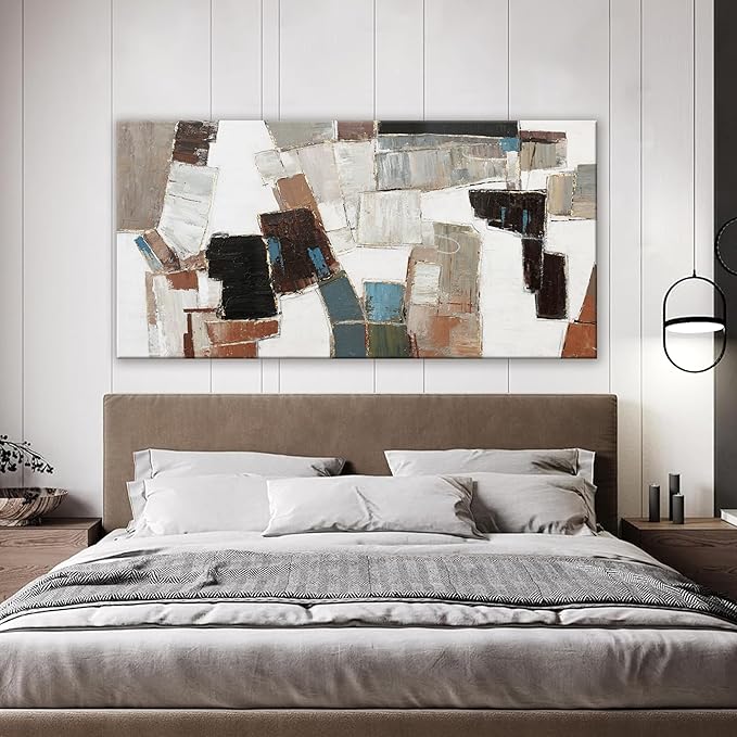 Dimpaga Abstract Wall Art Pictures for Living Room Wall Decor Modern Wall Art Decor Minimalist Geometric Line Artwork for Walls Textured Wall Art Prints Bedroom Office Wall Decor 24"X48"-Ruum Studio Home