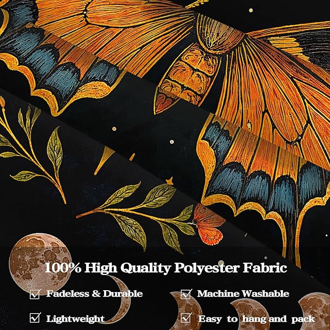 Lunerfex Moon Phase Butterfly Floral Wall Tapestry, Celestial Botanical Tapestries for Room Decor, Mystical Tapestry 60x44 Inch-Ruum Studio Home