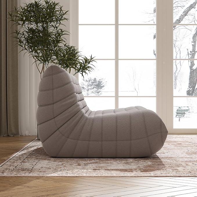 Bean Bag Chair for Adults, Oversized Loveseat Fireside Chair Comfy Lazy Floor Sofa, 2 Seater Lazy Sofa Couch Memory Foam Bean Bag for Living Room, Bedroom Apartment Office (Grey)-Ruum Studio Home