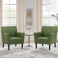 COLAMY Accent Chair Set of 2 for Living Room, Modern Upholstered Fabric Accent Armchair with Back, Soft Single Sofa Chair with Arms for Bedroom/Office/Reception Room, Green-Ruum Studio Home
