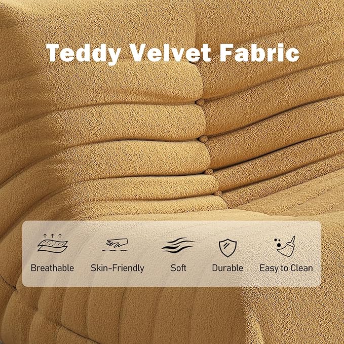 Bean Bag Chair, Memory Foam Bean Bag Sofa Large Bean Bag Chair for Adults, Bean Bag Chairs for Teens with High Density Comfortable Foam, Bean Bag for Living Room, Bedroom (Yellow)-Ruum Studio Home