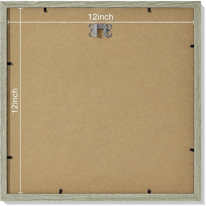 Vittanly 12x12 Picture Frames Set of 9, Shatter Resistant Plexiglass, Display 8x8 Pictures with Mat or 12x12 without Mat, Photo Frames for Wall Mount, Engineered Wood, Driftwood-Ruum Studio Home