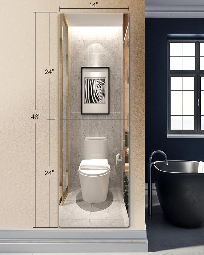 Shatterproof Wall Mirror Full Length for Bedroom, Acrylic Gym Mirrors For Home, Extra Thick: 0.12 inch, 14 x 24 inch x 2 Pcs, Workout Mirrors Safe for Kids, Over The Door, Long Wall Mounted-Ruum Studio Home