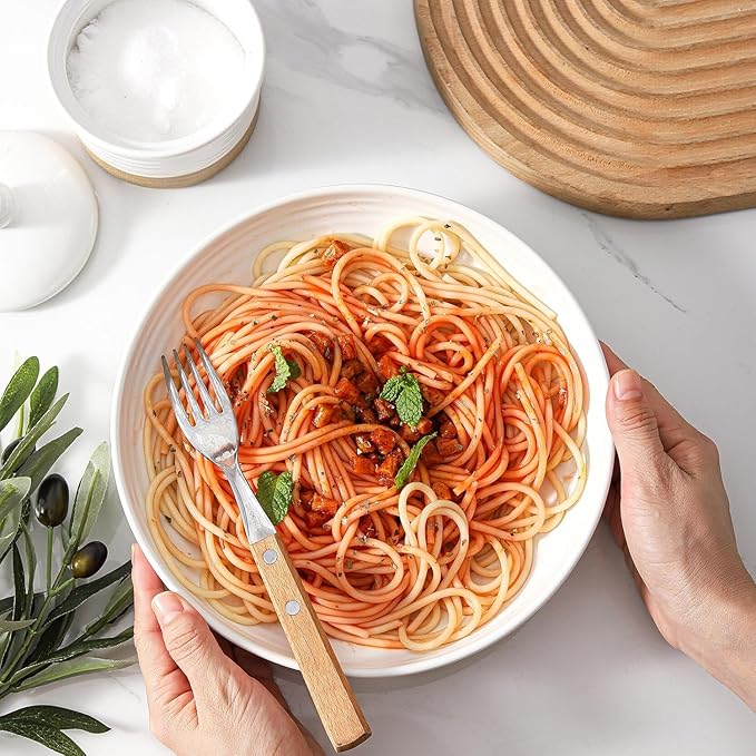 Pasta Bowls 32 OZ,Ceramic Salad Serving Bowls Set of 2,Large 8.7 inch Shallow Bowls Plates for Fruit,Noodle,Dinner,Soup Bowls for Christmas Gift,Dishwasher & Microwave Safe,White-Ruum Studio Home