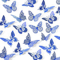 SAOROPEB Butterfly Wall Stickers, 48 Pcs 4 Styles 3 Sizes, Metallic Paper, Removable, Navy Blue, Art Deco Decor for Wall-Ruum Studio Home