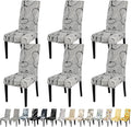 JQinHome Pattern Chair Covers for Dining Room Set of 6, High Stretch Removable Washable Parsons Chair Slipcover for Home Party Hotel Wedding Ceremony (6PCS, Lotus Gray)-Ruum Studio Home