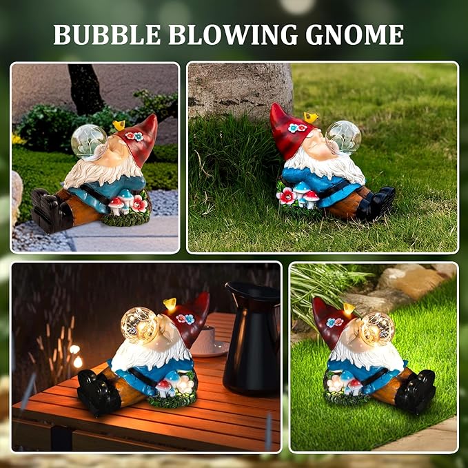 Gnome Solar Garden Statue with LED Light - Waterproof Outdoor Decoration for Terrace, Courtyard & Lawn for Moms & Women-Ruum Studio Home