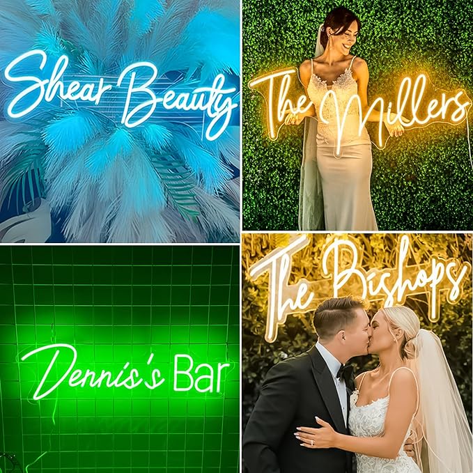 Custom Neon Sign, Custom LED Neon Sign Customizable for Wedding Bar Salon Beauty Business Light Up Name Sign, Personalized Neon Light Suitable for Events Birthday Gifts Decorations-Ruum Studio Home