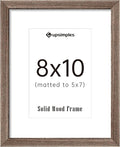upsimples 8x10 Picture Frame, Natural Solid Wooden Picture Frames, Display 5x7 with Mat or 8 x 10 Without Mat, Wall or Tabletop, 1 Pack, Brown-Ruum Studio Home