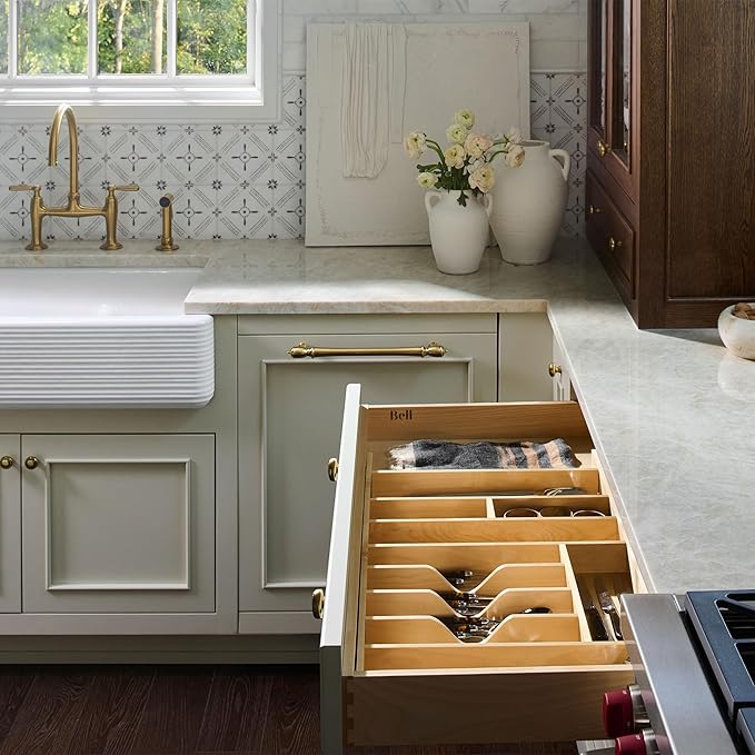 Rev-A-Shelf Trim-to-Fit Silverware Drawer Organizer For Kitchen Utensils, Cutlery Cabinet Storage Divider Insert, 33" x 22", Maple Wood, 4WUTCT-36SH-1-Ruum Studio Home