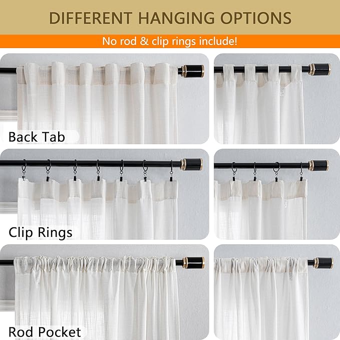 MYSKY HOME Natural Curtains for Living Room, Beige Semi Sheer Curtains & Drapes Light Filtering Farmhouse Country Boho Style Back Tab Draperies for Sliding Glass Door (Customsize, Natural)-Ruum Studio Home