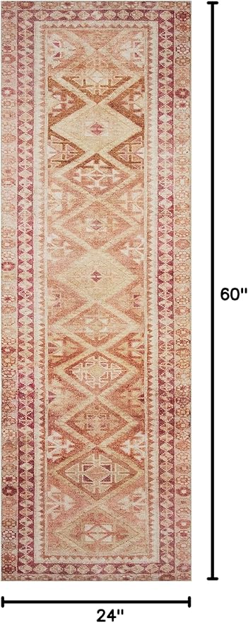 Loloi Layla Collection LAY-16 Natural/Spice 2'-0" x 5'-0" .13" Thick Accent Rug, Soft, Durable, Vintage Inspired, Distressed, Low Pile, Non-Shedding, Easy Clean, Printed, Living Room Rug-Ruum Studio Home