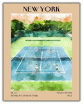 Retro Vintage New York Wall Art Print - 11x14 Unframed Poster - New York City Souvenirs, Cute Trendy Colorful Wall Decor (Tennis Courts, 11x14")-Ruum Studio Home
