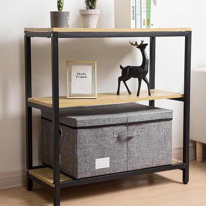 PRANDOM Storage Bins with Lids [3-Pack] Linen Fabric Foldable Storage Boxes Organizer Containers Baskets Cube with Cover (23.4X15.9X11.5) For 6+ Year Old Boys and Girls-Ruum Studio Home