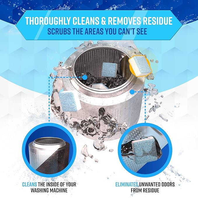 ACTIVE Washing Machine And Dishwasher Cleaning Tablets Bundle - Includes 12 Month Supply Dishwasher Cleaner Deodorizer & Washing Machine Descaler Deep Cleaning Tablets - 48 Tablet Set-Ruum Studio Home