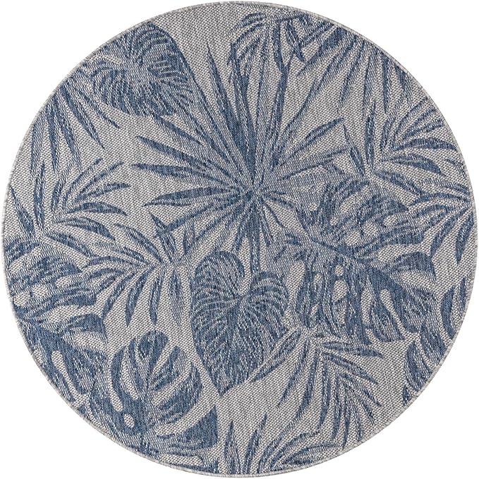 Keen Home Design Terrace Outdoor Round Rug - 8ft Round Washable Indoor/Outdoor Rug for Patio, Kitchen, Balcony, Beach, Garden, Deck and Porch, Size: 7'7" Round-Ruum Studio Home