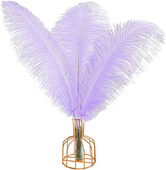 THARAHT Lavender Ostrich Feathers 12pcs Large Natural Bulk 12-14Inch 30cm-35cm for Wedding Party Centerpieces Easter Gatsbi and Decoration Feather-Ruum Studio Home