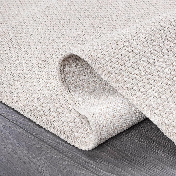 CAMILSON Easy Jute Rug 5x7, Indoor Outdoor Off-White Farmhouse Area Rugs for Living Room Patio and Kitchen Rug, Solid Woven Design, Easy-Cleaning, Washable Outside Carpet Alfombras (5 x 7)-Ruum Studio Home