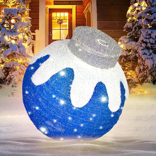 BRIGHTDECK Outdoor Christmas Ornaments, Lighted Pop-Up Outdoor Holiday Ball Decoration with 80 LED Lights, 8 Light Modes, Lighted Collapsible Holiday Decorations for Yard, Home (Blue)-Ruum Studio Home