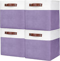 Collapsible Fabric Storage Cubes 11x11 Cube Storage Bins, 4 Pack Closet Baskets Box with Handles for Organizing, Shelf, Toys, Clothes, Home, Office, Nursery (Purple&White)-Ruum Studio Home