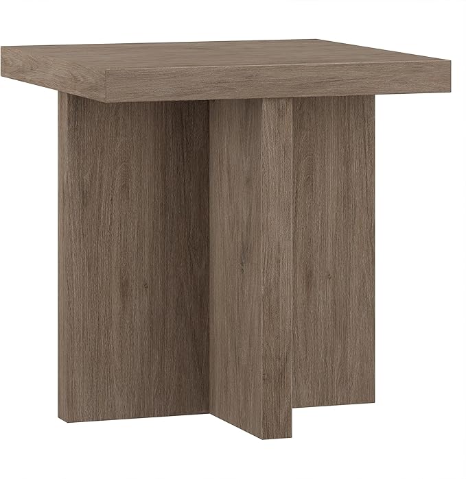 Henn&Hart 22" Wide Square Side Table in Weathered Gray, for Home, Living Room, Bedroom, Entertainment Room, Office-Ruum Studio Home