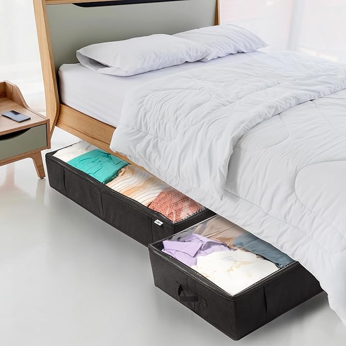 Closet Organizers and Storage - Maximize Space with Under Bed Storage Containers & Clothes Storage - Ideal Closet Organizer, Toy Storage Organizer & Underbed Storage (Black, 2 Pack)-Ruum Studio Home