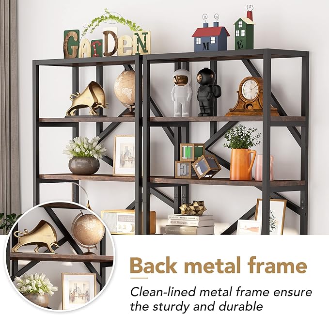 Tribesigns 71 Inch Industrial Bookshelf, 6 Shelf Etagere Bookcase, Free Standing Open Book Shelves Storage Display Shelf, Wood Shelving Units Organizer Rack for Bedroom Home Office Living Room-Ruum Studio Home