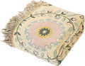 Snycler Boho Throw Blanket 60"x80" - 100% Cotton Ultra Soft Rustic Quilt, Green Floral Printed Farmhouse Decor for Bed, Sofa, Couch, Chair - All Season Cozy Blanket-Ruum Studio Home