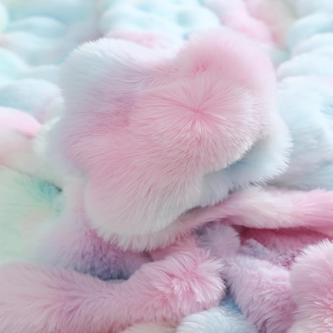 UKELER Colorful Faux Fur Throw Blanket Twin Size, Large Super Soft Fluffy Bed Blankets Throws for Bedroom, Living Room, Couch, Sofa, Office, Camping Plush Furry Blanket 60''x80''-Ruum Studio Home