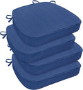 downluxe Chair Cushions for Dining Chairs, Waterproof Kitchen Chair Pads, Non-Slip Dining Seat Cushion with Ties, 17" x 16" x 2.5", Blue, 4 Pack-Ruum Studio Home
