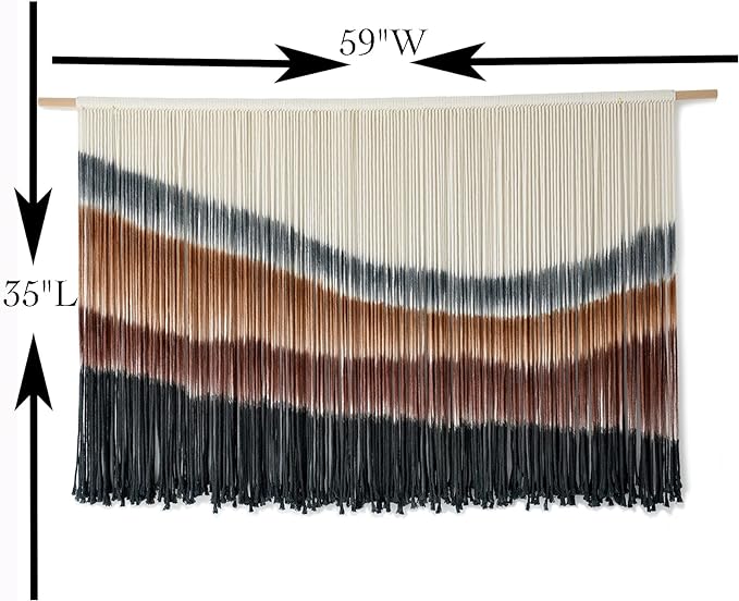 Flber Macrame Wall Hanging Macrame Wall Decor Large-Scale Tie-Dye Tapestry Living Home Room Wall Decor 57" Wx 35" L-Ruum Studio Home