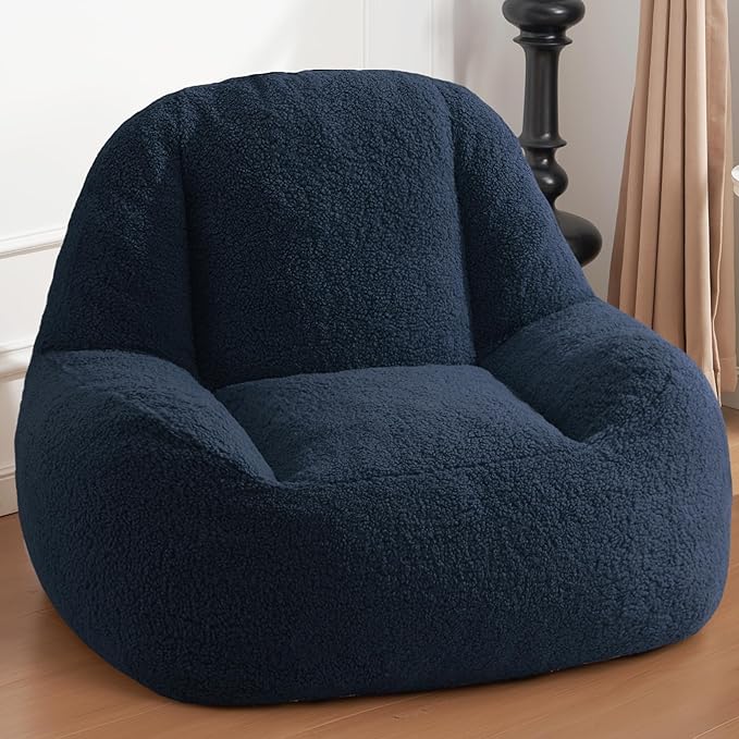 Homguava Bean Bag Chairs for Adults,Giant Beanbag Couch Adult Bean Bag Chair with Filler Included,Modern Lazy Sofa Comfy Chair for Living Room(Blue)-Ruum Studio Home