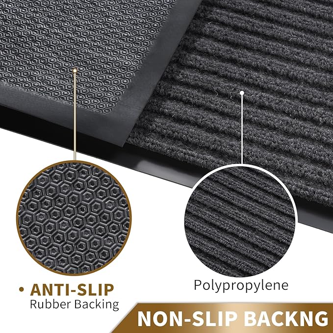 Yimobra Front Door Mat Outdoor Indoor Entrance, 100% Waterproof All-Season All Weather Doormat, Welcome Matt Outside Entry, Non Slip, Low Profile, Heavy Duty Patio Porch Floor Mats,29.5 x 17,Grey-Ruum Studio Home