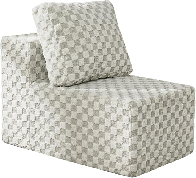 Single Sofa 1 Seat Couch with Deep Seat Memory Foam Cloud Chair with Pillows Large Sofa with L Shape for Living Room Bedroom (Plush GREYOLIVE, Single)-Ruum Studio Home