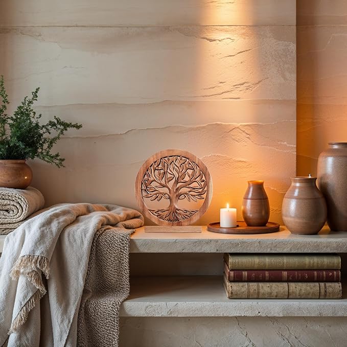 Decozen Solid Wood Tree of Life Sculpture - Home Decor, Living Room, Boho, Shelf, Coffee Table, Centerpiece Table Decorations, Mantle, Dining Table Centerpiece, Bathroom Shelf, Entryway, Farmhouse-Ruum Studio Home